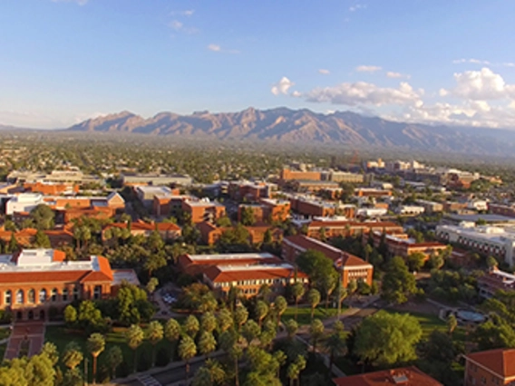 Aerial view of the University of Arizona campus on a sunny day